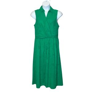 Maggy London Eyelet Midi Dress 16 Green Cotton Preppy Cottage Garden Party NWT